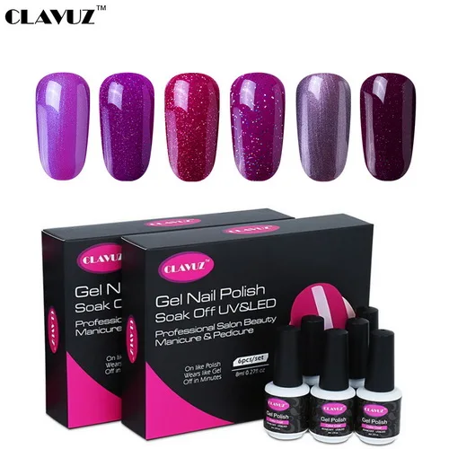purple 008 CLAVUZ 6 шт./партия, 8 мл, фиолетовый, 48 цветов, лак для ногтей, набор для ногтей, Гель-лак, набор, Гель-лак, Лаки, замачивание, Полупостоянный гель, наборы - Цвет: purple 008