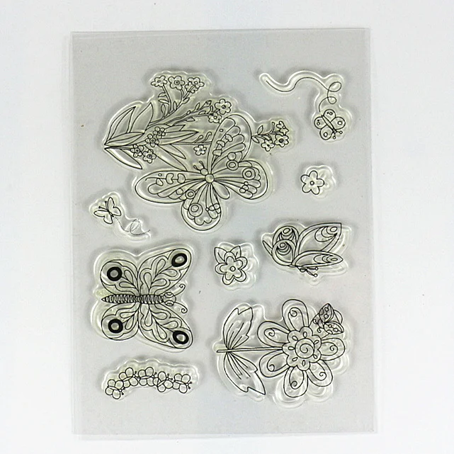 Резиновый большого размера марки с цветами растениями сердечком бабочкой дизайн