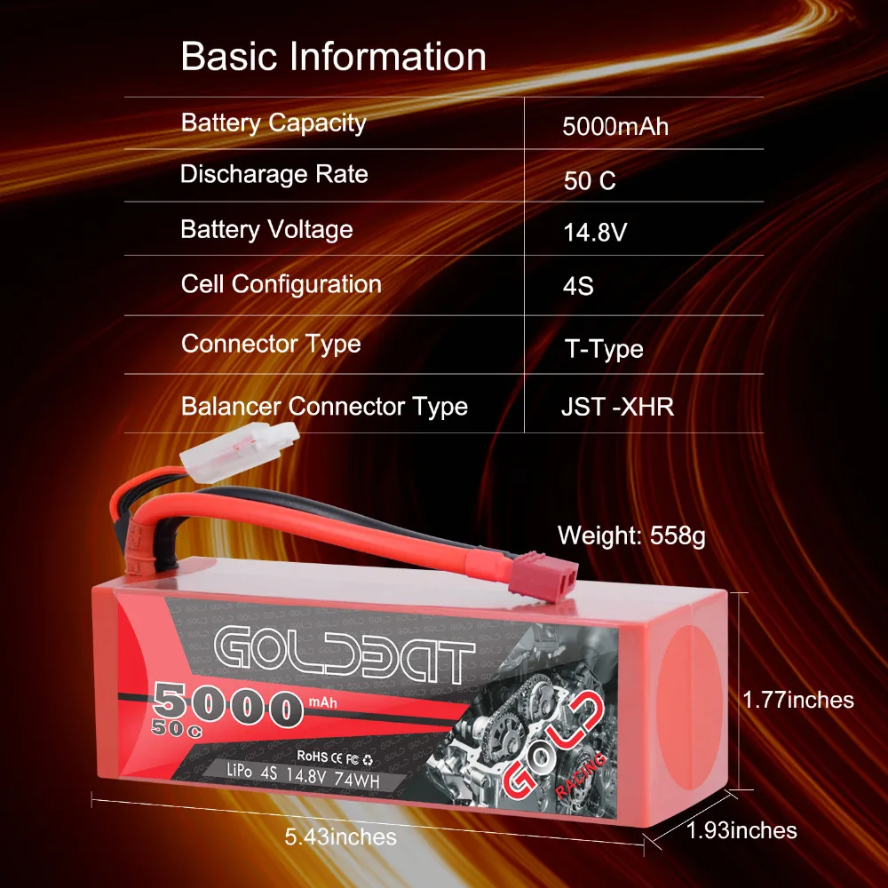 GOLDBAT 5000mAh 14,8 V LiPo батарея для RC 4S 50C батарея lipo с Deans T Разъем для RC багги Truggy гусеничный Монстр Лодка Грузовик