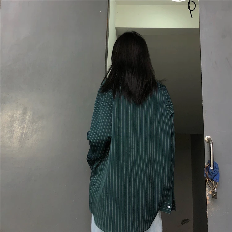 

Long Stripe Women Blouse Plus Size Loose Long Sleeve Shirt Women Street Harajuku Blouse Maxi Oversize Shirt Mujer Boyfriends