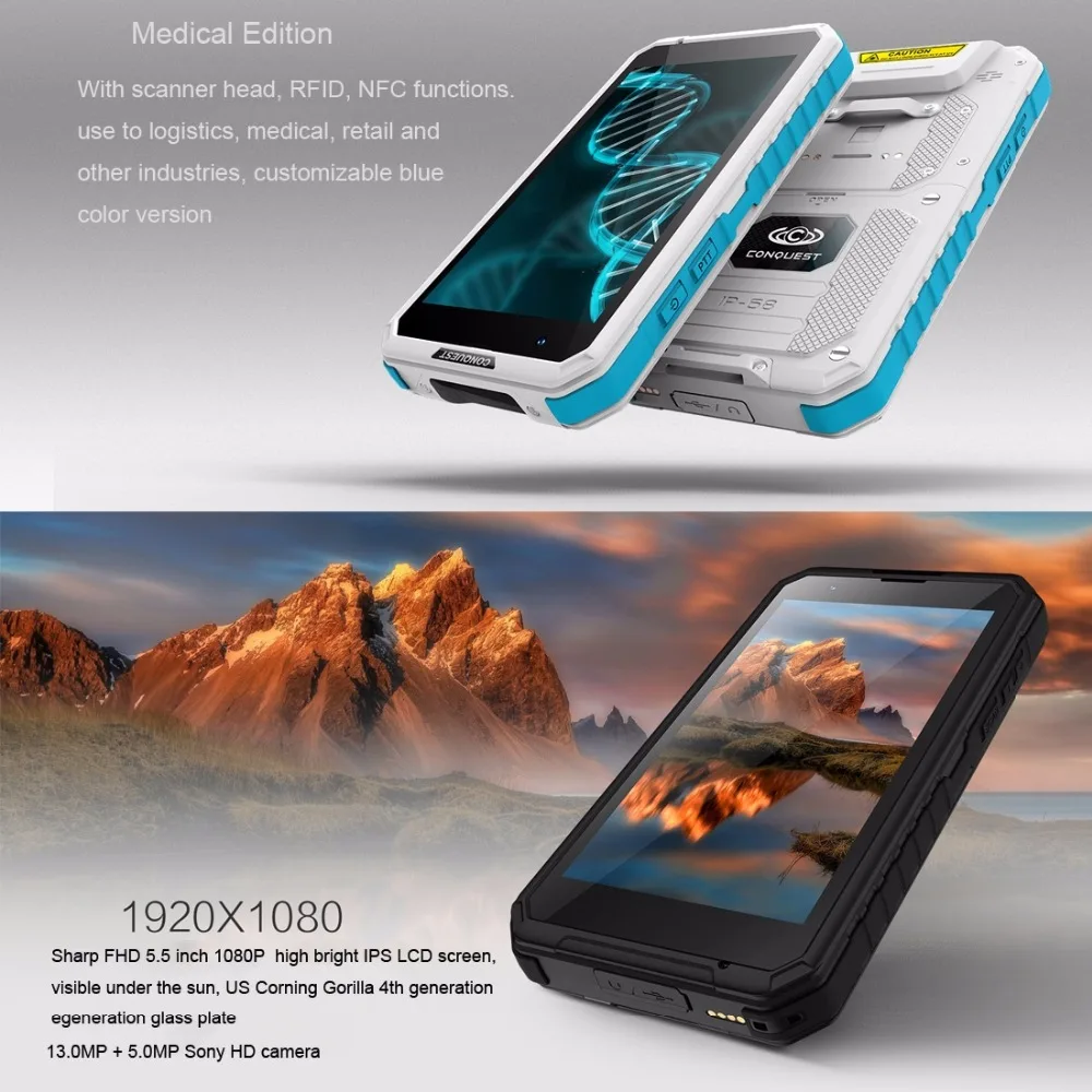 Шам 10 IP68 Водонепроницаемый 5 &quotСмартфон Android 7 0 3 ГБ 32 мобильный телефон 5000 мАч