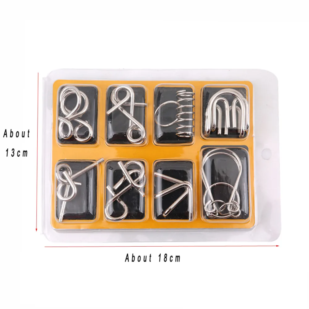 

8pcs/set Metal Wire Puzzle Montessori Materials IQ Mind Brain Teaser Puzzles Game For Adults And Kids Eeducational Toy