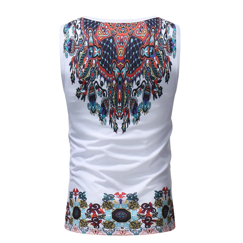 Недорогие мужские майки с Африканским принтом Дашики в стиле бохо для фитнеса