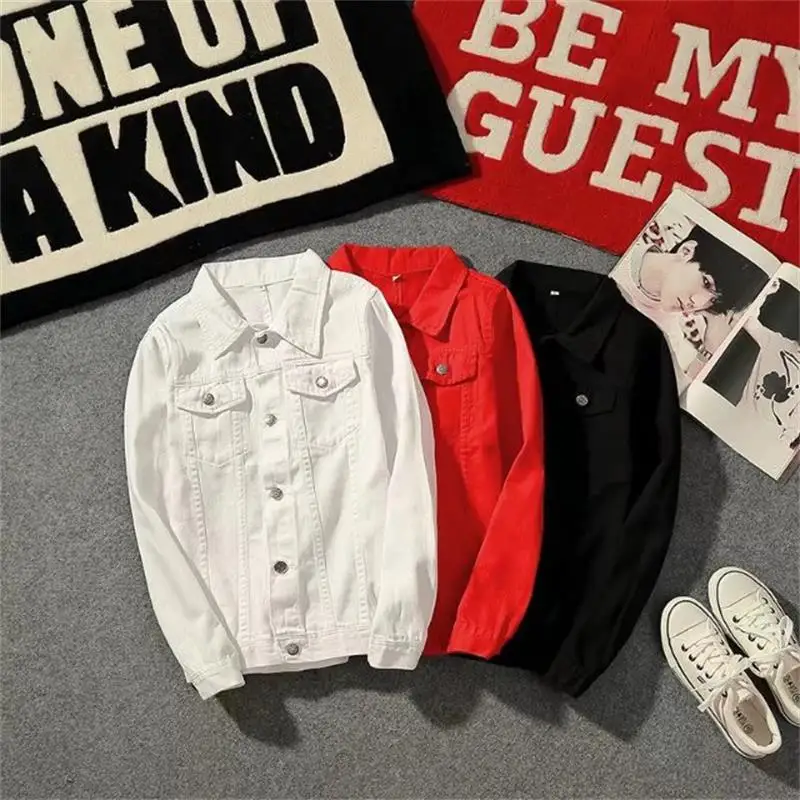 BOO 2021 Мужская джинсовая куртка носить чистый цвет Молодежная Повседневная |