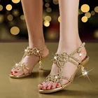 2020 г. Летние женские сандалии-стразы модные открытые сандалии на высоком каблуке со стразами обувь в богемном стиле Женская летняя обувь C0044