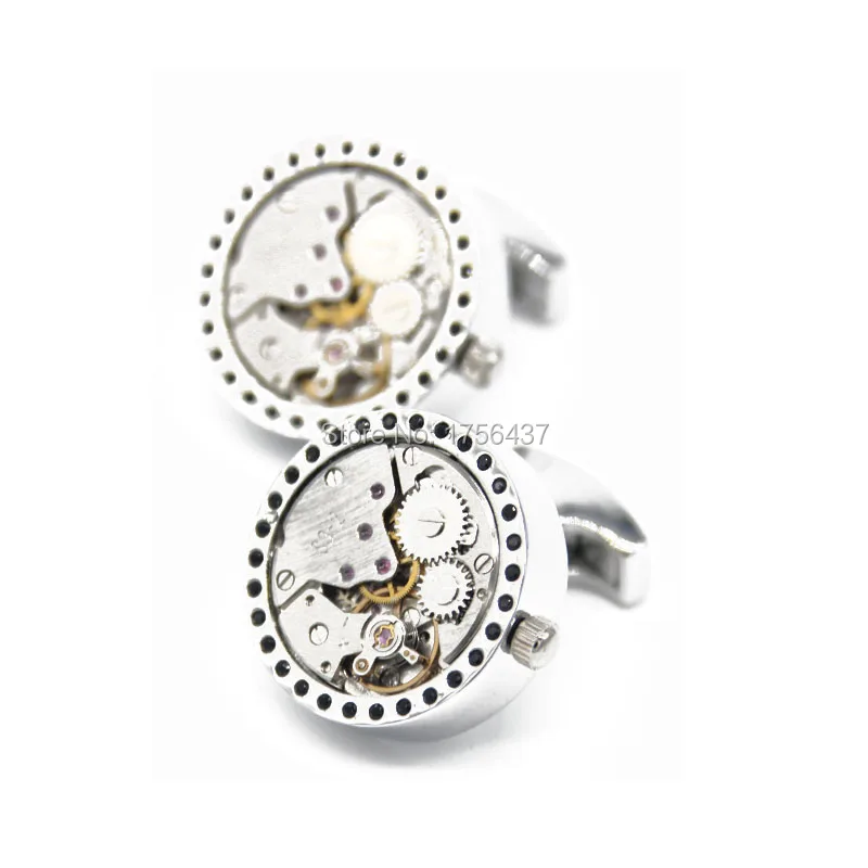 Опт и розница лептон 2015 новые функциональные часы Запонки с черными стразами