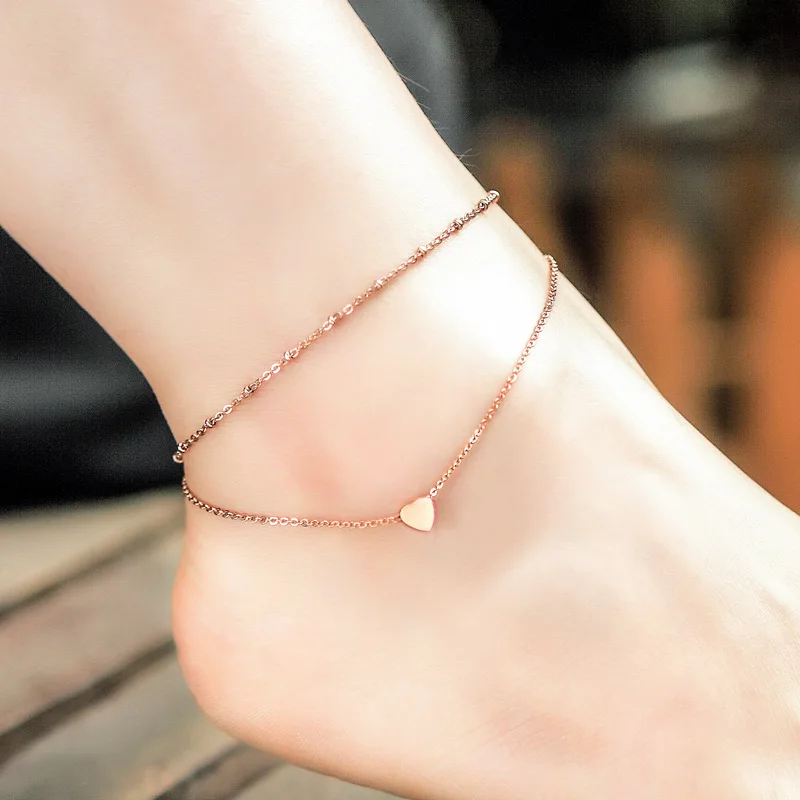 Лучшая сделка 1 шт. Золотая элегантная Двойная Цепочка сердце бусины бижутерия