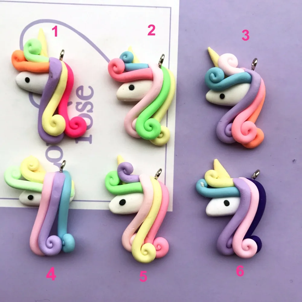 43*30 мм mix6pcs плоские пластмассовые мягкие керамические единороги подвески очень
