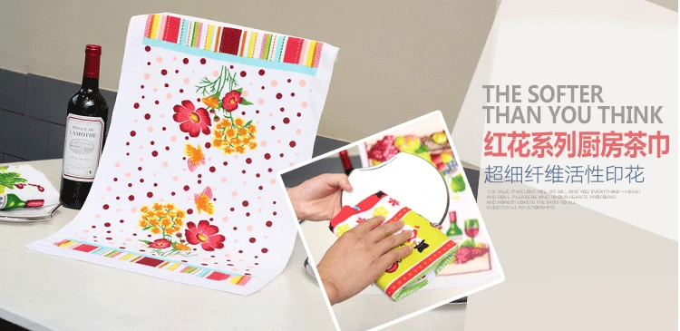 Оптовая продажа кухонные полотенца с цветочным рисунком 38*64 см салфетка для