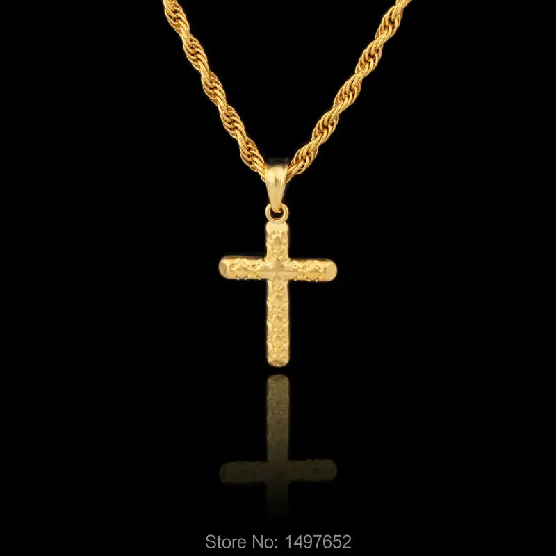 Подвеска Jesus Cross женская и мужская мода золотое ожерелье Трендовое распятие инри