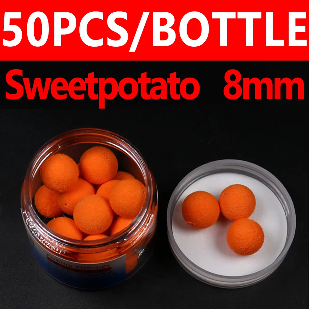 SweetPotato 8mm 50PC JIGEECARP 1 бутылка приманка для ловли карпа круглая всплывающая приманка крючок запах Ups придирка приманка для волос Клеммная снасть мяч шарик кормушка - Цвет: SweetPotato 8mm 50PC