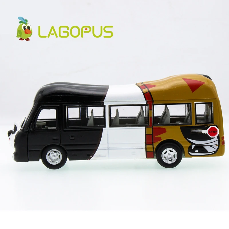 Панда животное мультфильм автобус цинковый сплав тяните назад автомобиль