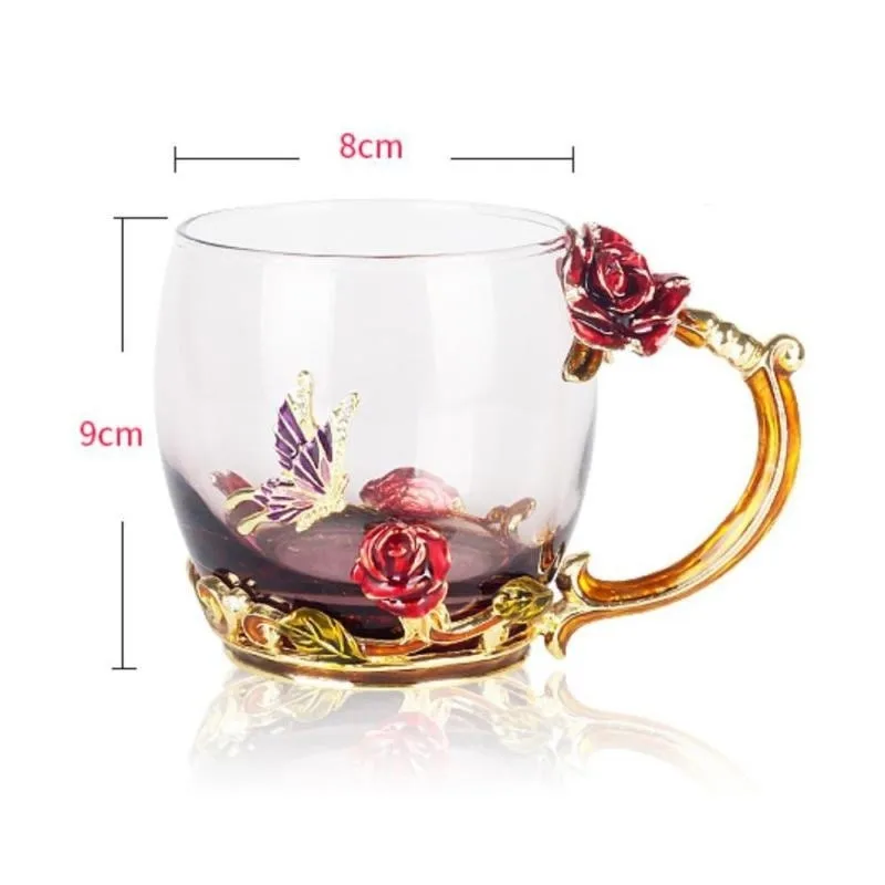 Горячие продукты кофейные кружки эмалированная Роза Бабочка Хрустальные чашки