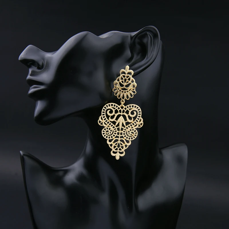 Винтажные серьги золотого цвета в цветочек элегантные женские с индийским