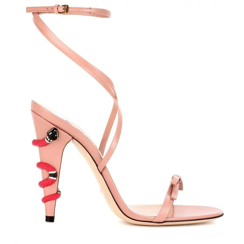 Metallic Gold Leather Sandals Snake Coiled Ankle Strappy Gradiator Shoes Women Summer Celebrity | Обувь