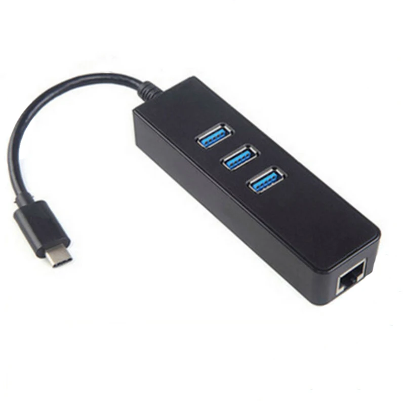 USB концентратор Chielecna с 3 портами 0 Тип C адаптер Gigabit Ethernet LAN высокоскоростная