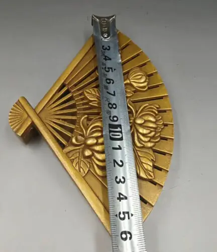 

Exquisite Collection Chinese Brass Hollow-out Plum Chrysanthemum Fan Shape Incense Burner Censer Statue