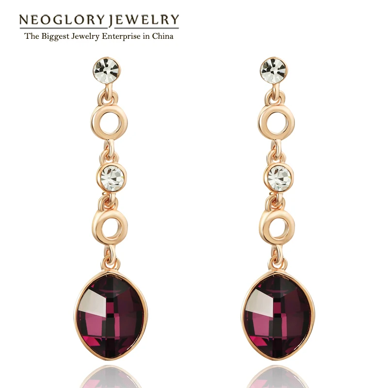 Neoglory австрийский Украшенные стразами розового золота Цвет мотаться Висячие