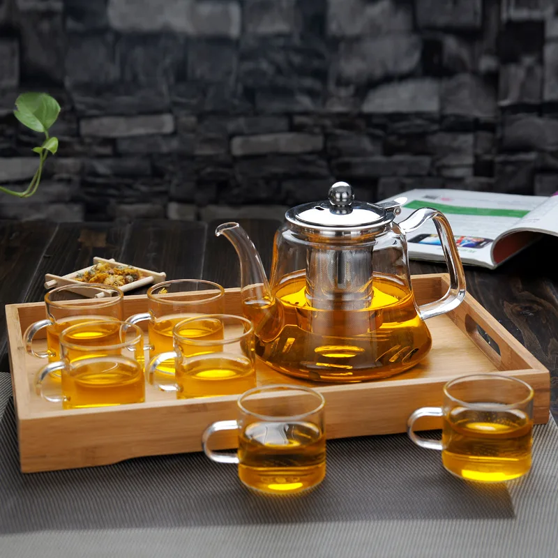 UPORS стеклянный чайник с Infuser высокой термостойкостью микроволновый съемный сито