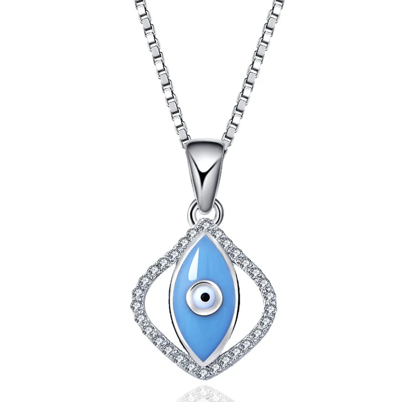 Ожерелье женское из серебра 2018 пробы с эмалью и синими глазами|Ожерелья| |