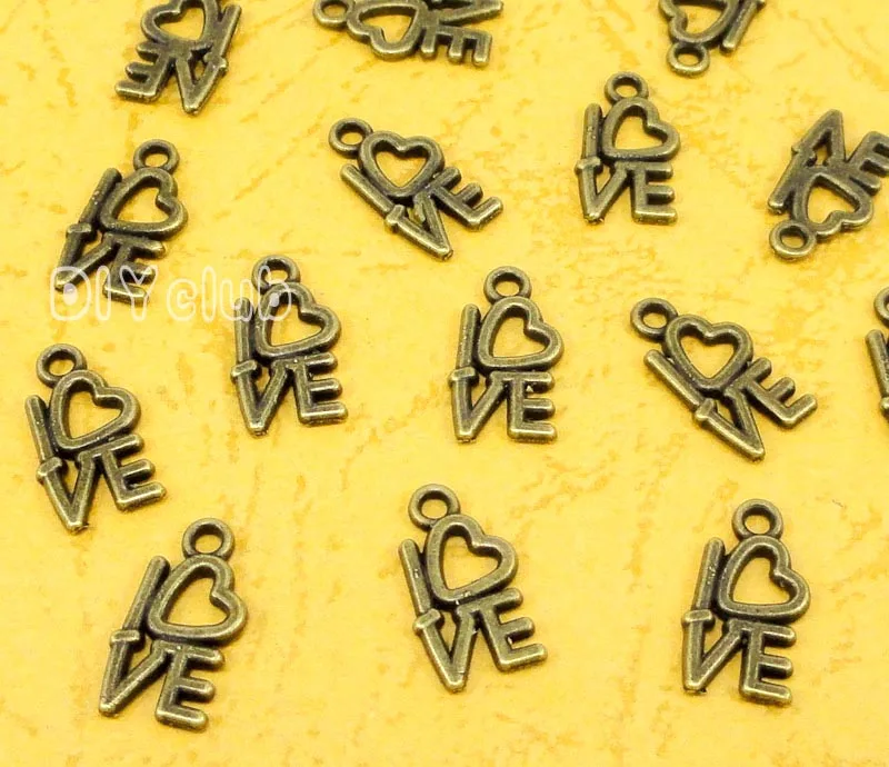 

200pcs-Antique Bronze Tiny Love Charms 14x8mm