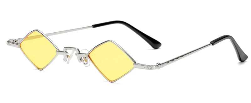 silver with yellow Peekaboo ромбовидные солнцезащитные очки, мужские винтажные прозрачные цветные золотые металлические оправы, маленькие солнцезащитные очки для женщин, украшения, красные, синие, желтые - Цвет линз: silver with yellow