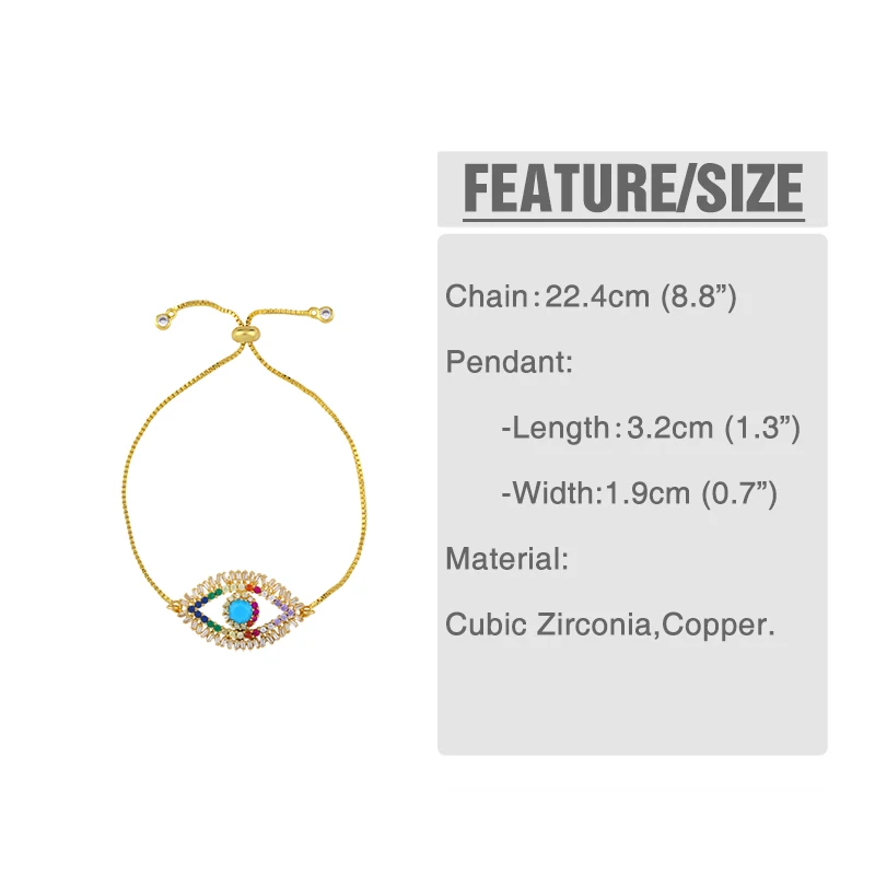 Женский браслет с золотистым глазом регулируемый Радужный Браслет кубическим