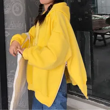 Harajuku молния Декор Поп толстовки Женщины Уличная пуловер oversize