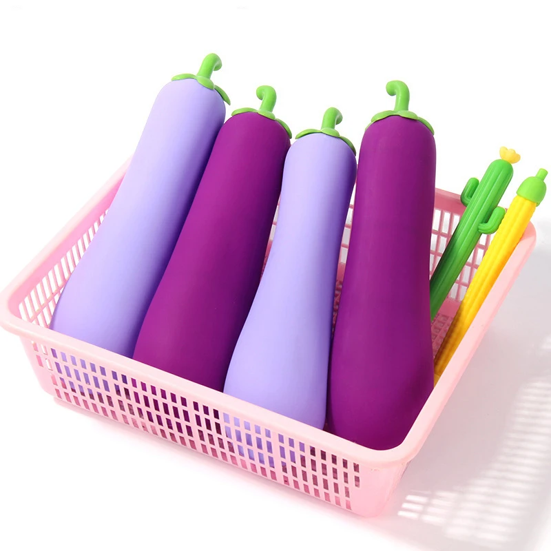 Креативный милый силиконовый чехол для карандашей с баклажаном фиолетового