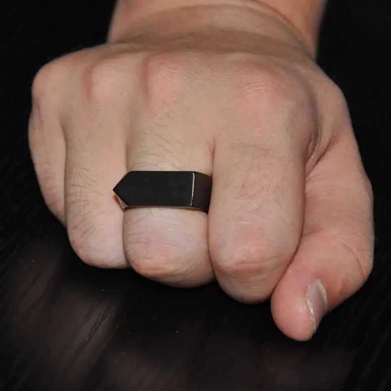 Punk Black Gold Silver Color arrow Rings Stainless Steel Square Finger for Men Boys Jewelry US Size 8-12 Dropshipping | Украшения и
