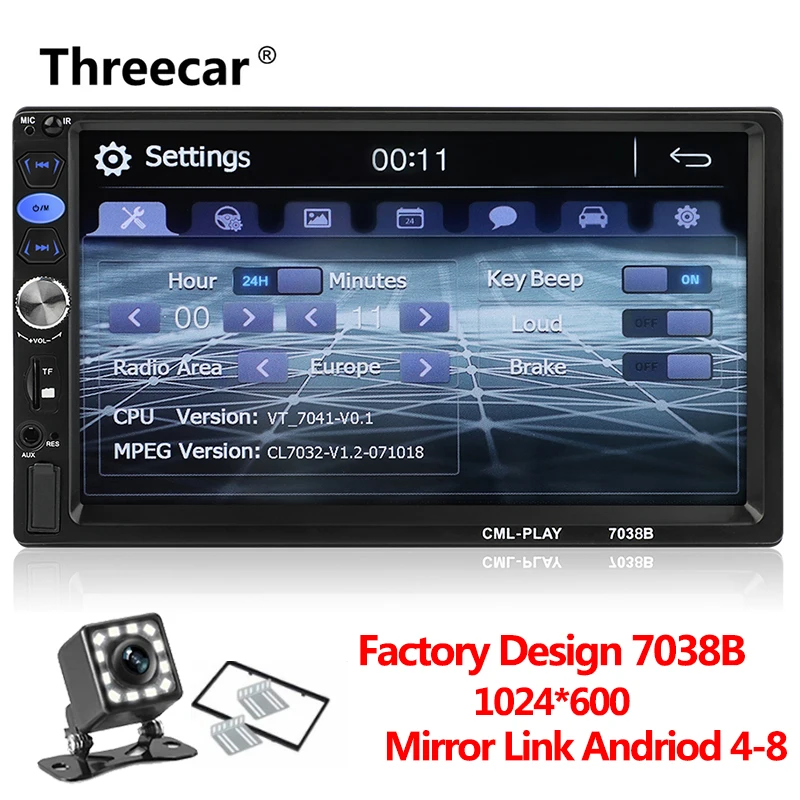 camera frame 3 Новое заводское 7038B 2din автомобильное радио " Bluetooth автомобильное стерео радио аудио медиа Автомобильный мультимедийный MP5 плеер с Android зеркальное соединение - Цвет: camera frame 3