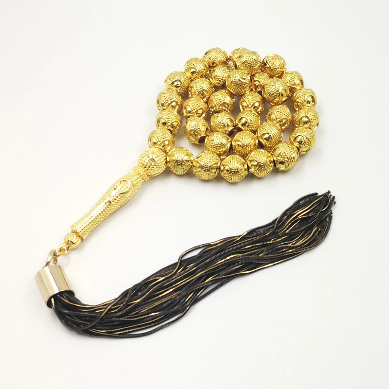Фото Золотой Tasbih, профессиональный магазин misbaha, 33 молитвенные бусины, ранний браслет, исламский Яркий яркий браслет №2