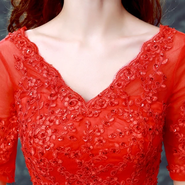 Платье большого размера для беременных красное кружевное платье с треугольным