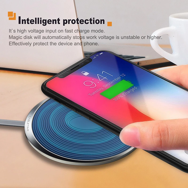 CABLETIME Беспроводное зарядное устройство для X/XS/8 samsung S9/S8 USB зарядное устройство Pad 10 Вт Быстрое беспроводное зарядное устройство для телефона Quick Charge C160