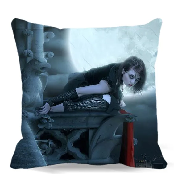 Наволочка для подушки из хлопка и полиэстера с рисунком девушки в белом тумане