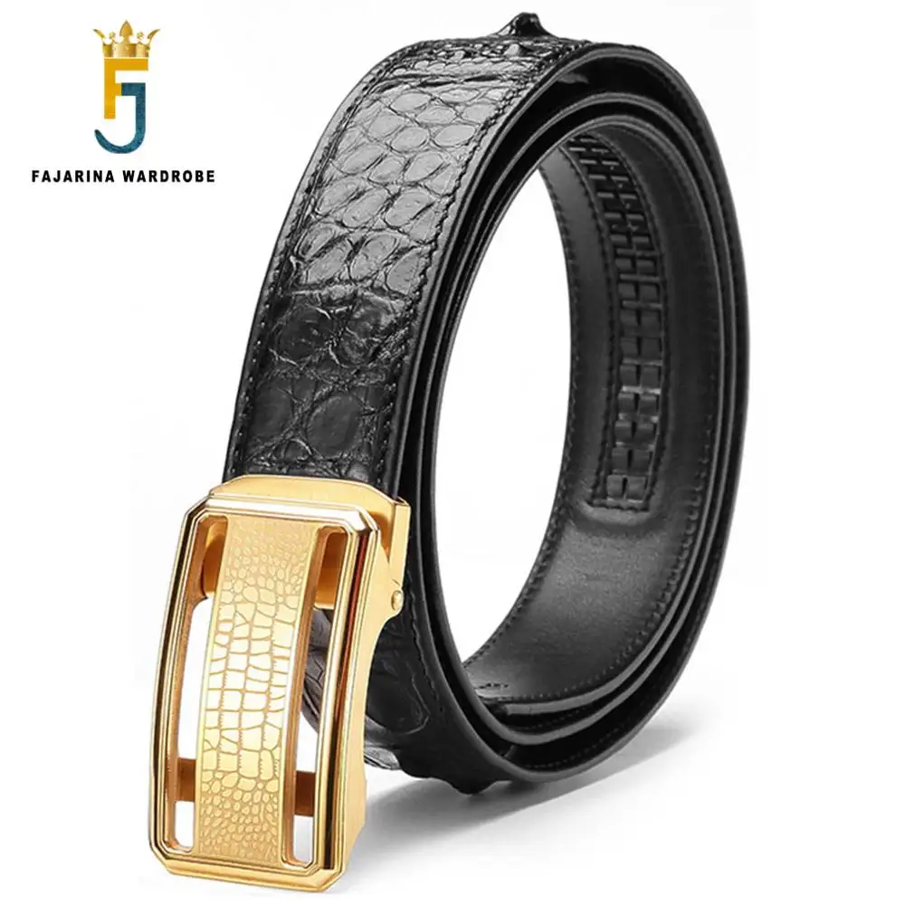Роскошные мужские ремни FAJARINA из настоящей крокодиловой кожи изысканный Гладкий