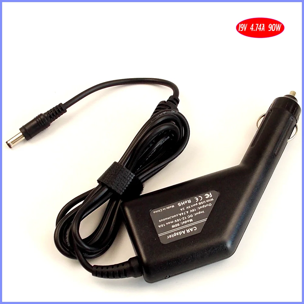 19V 4.74A 90W ноутбук автомобильный DC адаптер зарядное устройство + USB (5V 2A) для Toshiba M328