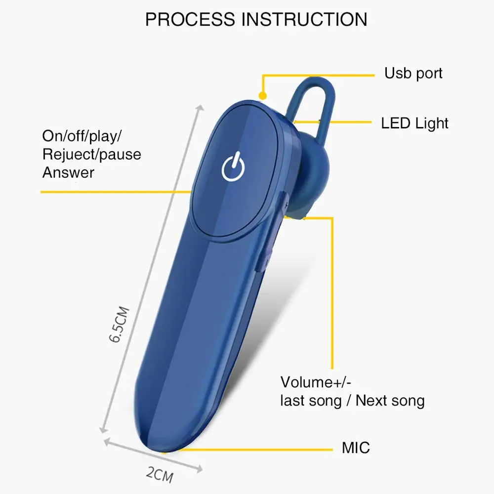 Беспроводные Bluetooth наушники GDLYL с микрофоном время работы 60 дней в режиме