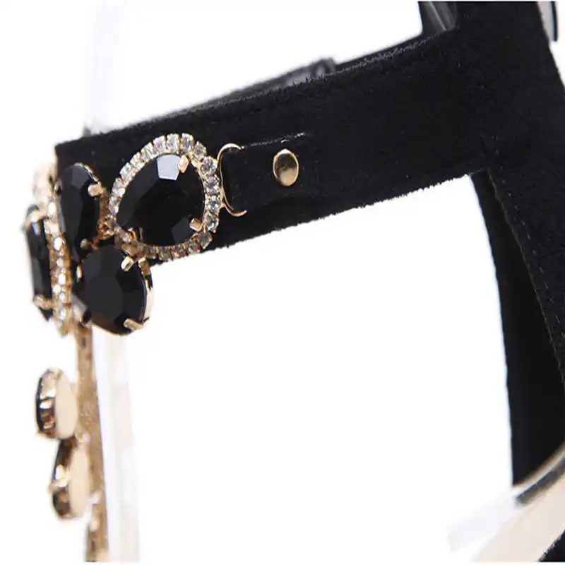 Женские сандалии со стразами на высоком каблуке с открытым носком ремешком