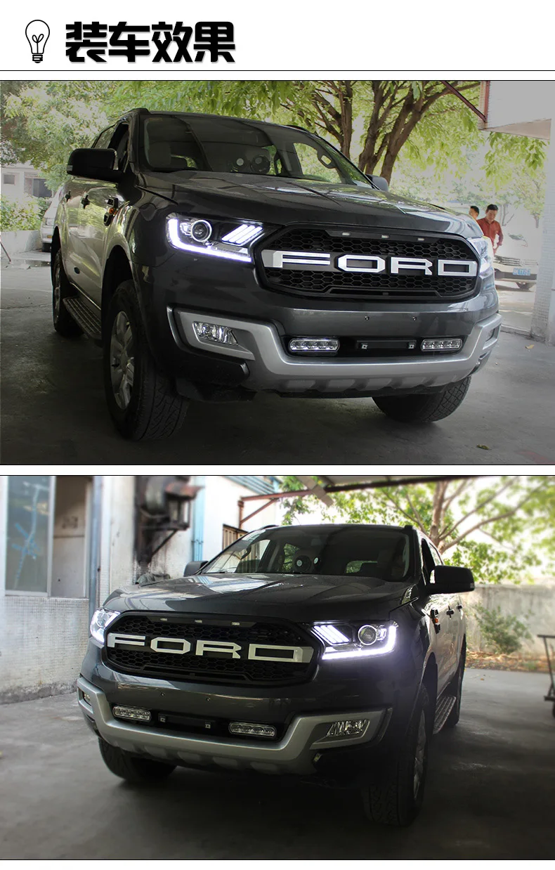 D-YL автомобильный Стайлинг для Ford фара дальнего света- Ford Everest светодиодный головной фонарь Hid вариант Angel Eye биксеноновые фары аксессуары