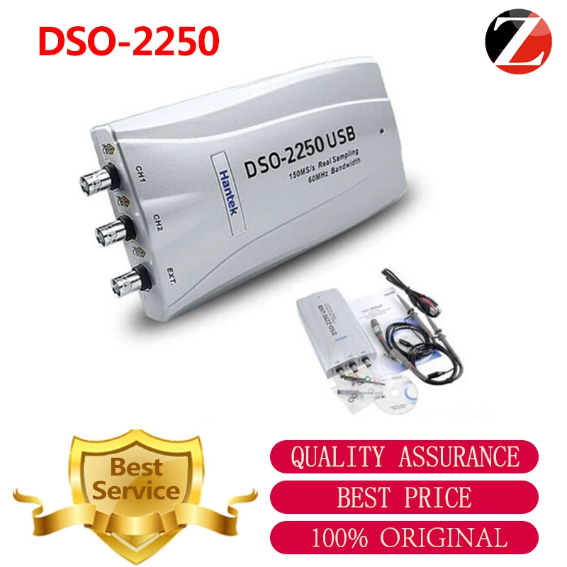 Hantek DSO-2250 Виртуальный осциллограф USB2.0 на основе ПК 100 МГц 2 Ch 250MSa/s DSO2250 с 23 функциями