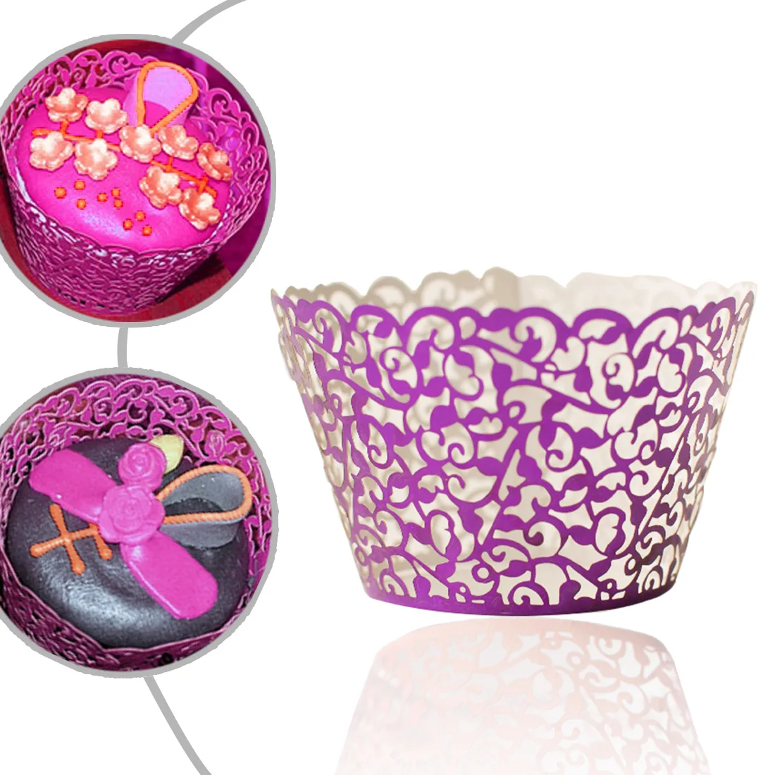 12 шт лазерная резка обертки для кекса Декор Свадьба День рождения украшение