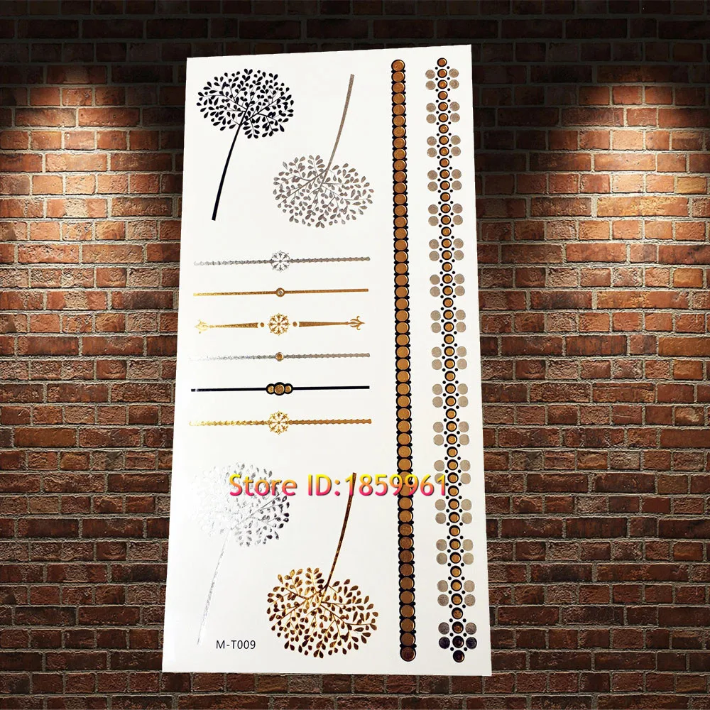 1 шт. Уникальная Золотая вспышка металлическая временная татуировка женский боди