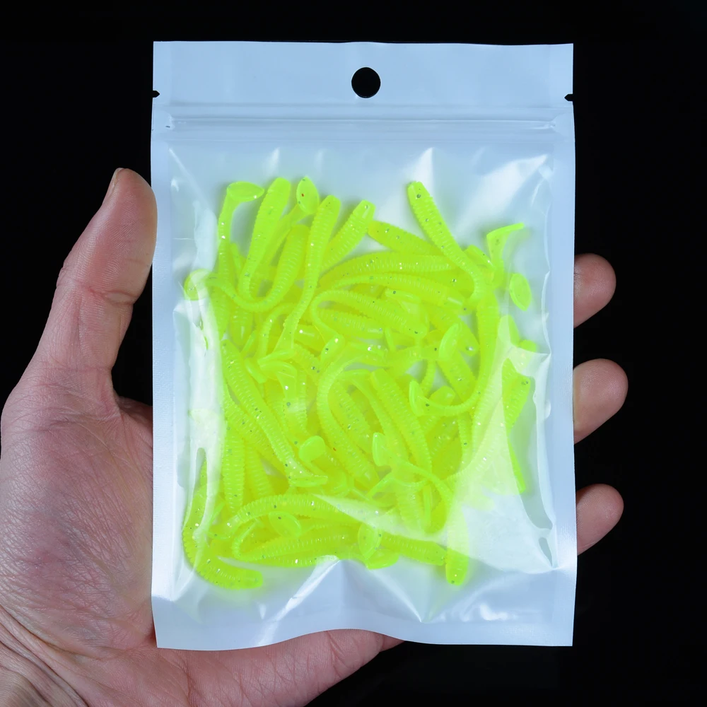 Outdoor Fishing Accessory 50Pcs Lures Soft Bait 4.5cm Silicone Worms Lure With Salt Fishes Baits Easy Hunting | Спорт и развлечения