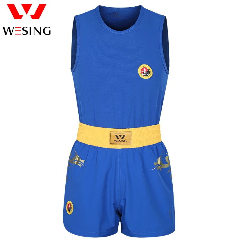 Wesing wushu костюм для ушу-саньда Дракон принт костюм kickboing Форма материал искусство Женщины Униформа с юбкой Набор для соревнований - Цвет: blue