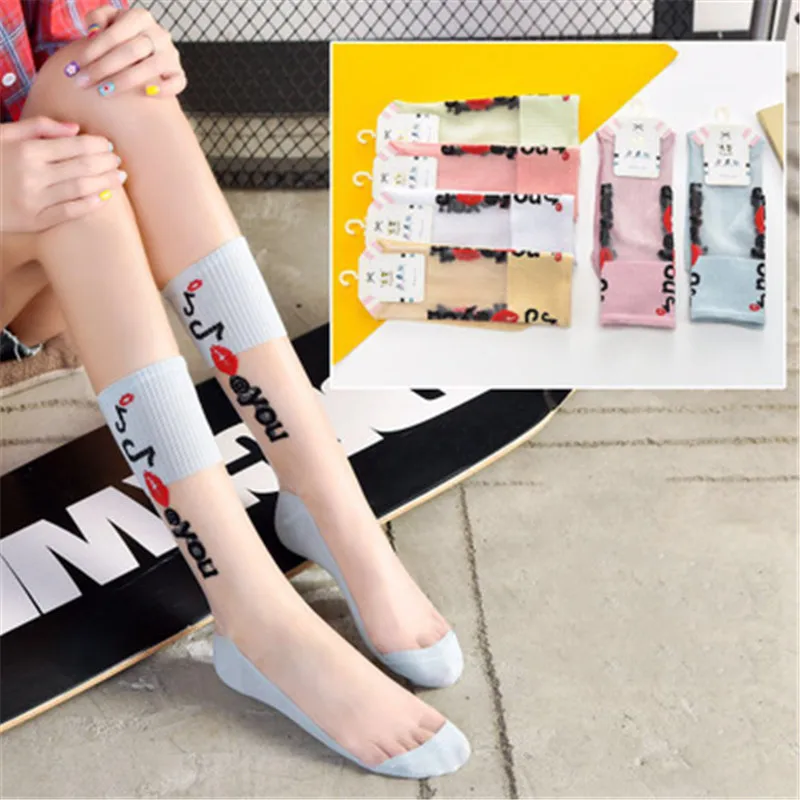 Кружевные женские носки уличная мода Граффити стиль скейтборд часть икры