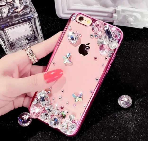 Чехол из тпу со стразами кристаллами и блестками блестящий чехол оболочка для