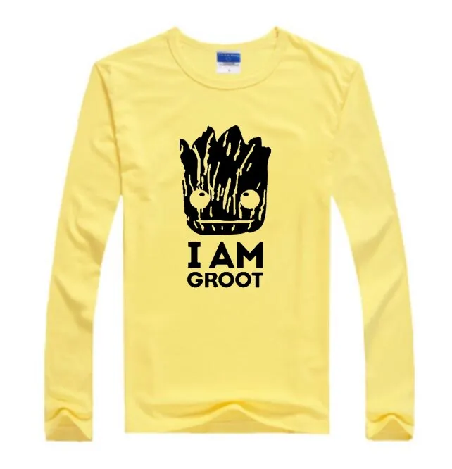 Я Грут 2017 новая детская одежда футболка для мальчиков 100% хлопок Длинные рукава Топы малышей Обувь круглым