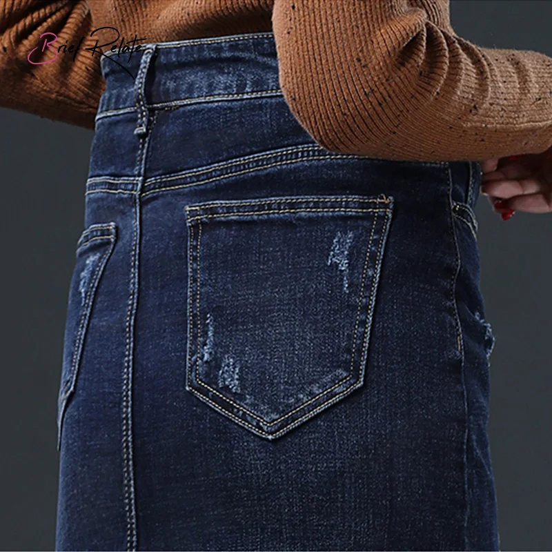 Синяя прочная эластичная джинсовая шлифовальная кромка с кисточками прямая