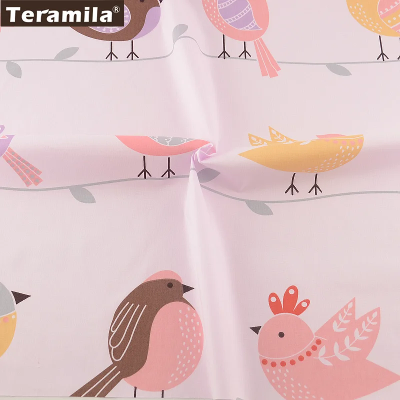 100% Cotton Fabric Pink Cute Birds Designs Twill Fat Quarter Home Textile TERAMILA Material Bed Sheet Patchwork Quilting Tecido | Дом и сад